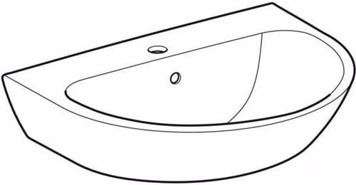 Technische Zeichnung 3970606 Waschtisch Renova mit Hahnloch, mit Überlauf 650 x 500 mm weiß GEBERIT