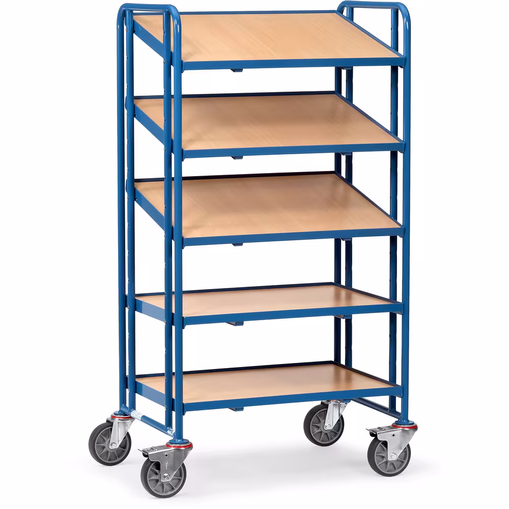 Eurokastenwagen 1371 - mit Böden im Baukasten-System: Stahlrohr und Profilstahl geschweißt, pulverbeschichtet blau RAL 5007, Schraubkonstruktion aus der Kategorie Wagen mit der Artikelnummer 1371