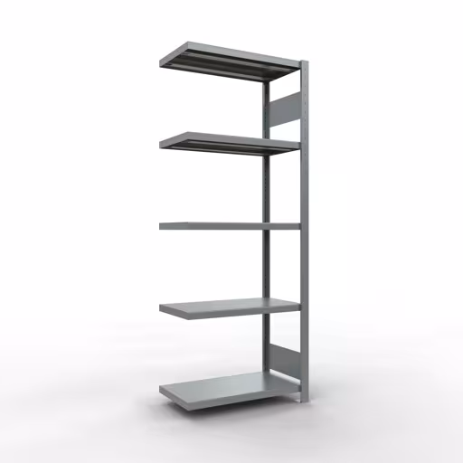 Anbauregal, Fachbodenregal Stecksystem MULTIplus250, 2000 x 750 x 400 mm (HxBxT), 5 Fachböden, Längenriegel, verzinkt aus der Kategorie Anbauregal mit der Artikelnummer 12945-75-LR