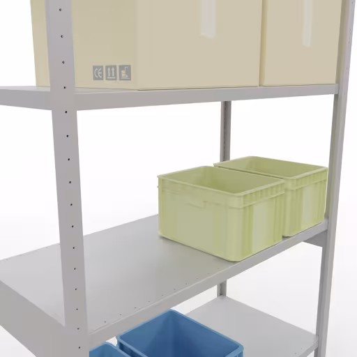 Grundregal, Fachbodenregal Stecksystem MULTIplus250, 3000 x 1300 x 600 mm (HxBxT), 7 Fachböden, Längenriegel, RAL 7035 lichtgrau von Schulte Lagertechnik aus der Kategorie Stecksystem