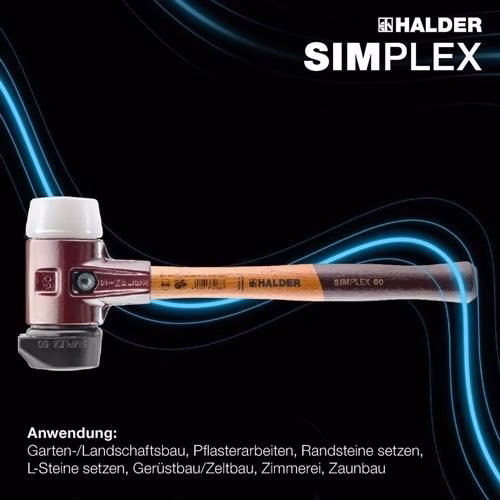 Detailbild 3989743 Schonhammer Starterkit SIMPLEX Länge 160mm Kopf-Durchmesser 60mm Holz mit Flaschenöffner,2 Einsätze HALDER