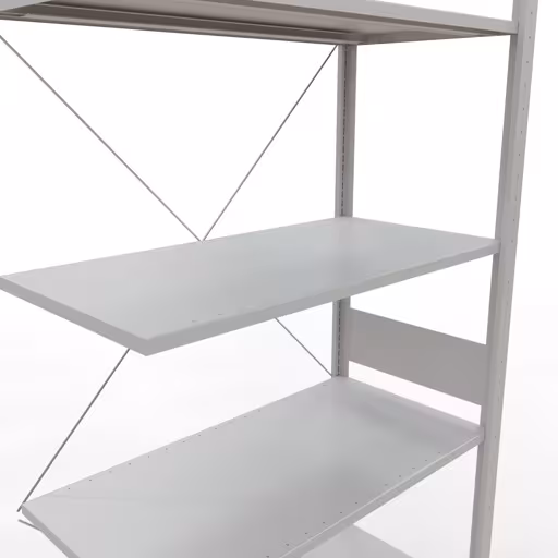 Produktbild Nr 15 des Artikels Anbauregal, Fachbodenregal Stecksystem MULTIplus150, 3000 x 1000 x 500 mm (HxBxT), 7 Fachböden, Kreuzstrebe, RAL 7035 lichtgrau Abbildung Nr 15 des Artikels Anbauregal, Fachbodenregal Stecksystem MULTIplus150, 3000 x 1000 x 500 mm (HxBxT), 7 Fachböden, Kreuzstrebe, RAL 7035 lichtgrau aus der Produktgruppe Stecksystem von der Marke Schulte Lagertechnik