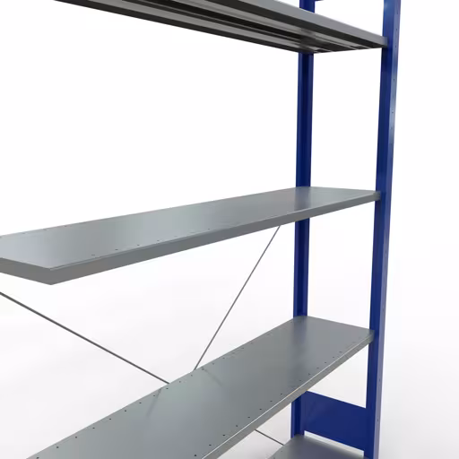 Andere Ansicht des Artikels Anbauregal, Fachbodenregal Stecksystem MULTIplus150, 2000 x 1300 x 300 mm (HxBxT), 5 Fachböden, Kreuzstrebe, RAL 5010 enzianblau/verzinkt Andere Ansicht des Artikels Anbauregal, Fachbodenregal Stecksystem MULTIplus150, 2000 x 1300 x 300 mm (HxBxT), 5 Fachböden, Kreuzstrebe, RAL 5010 enzianblau/verzinkt aus der Kategorie Stecksystem