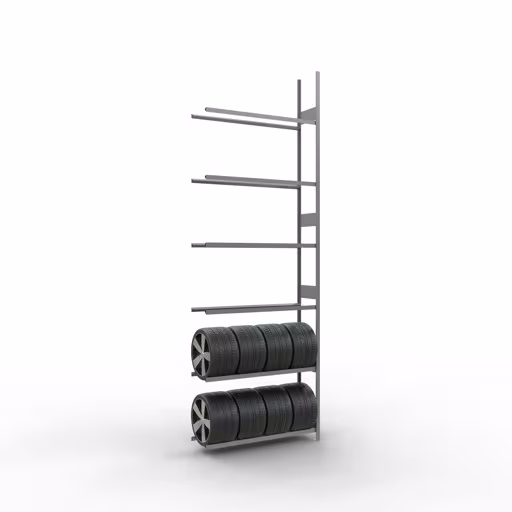 Produktbild Nr 11 des Artikels Anbauregal, Räder-/Reifenregal, 4500 x 1500 x 400 mm, verzinkt, 6 Lagerebenen á 150 kg Fachlast pro Ebene Abbildung Nr 11 des Artikels Anbauregal, Räder-/Reifenregal, 4500 x 1500 x 400 mm, verzinkt, 6 Lagerebenen á 150 kg Fachlast pro Ebene aus der Produktgruppe Fachbodenregale von der Marke Schulte Lagertechnik