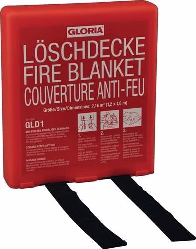 Löschdecke DIN EN 1869:2001 L1800xB1200mm silikonbeschichtetes Glasfasergewebe mit Hardbox GLORIA aus der Kategorie Feuerlöscher und Löschdecken mit der Teilenummer 9000482134