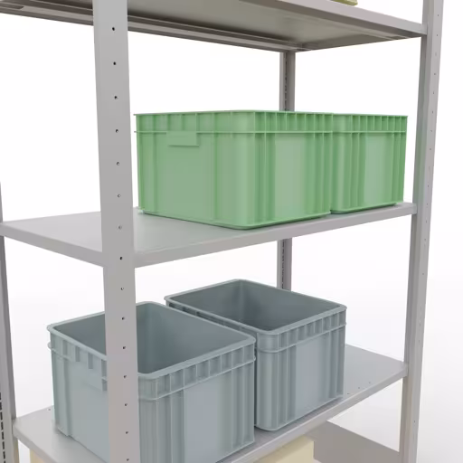 Abbildung Nr 12 des Artikels Grundregal, Fachbodenregal Stecksystem MULTIplus85, 2000 x 1000 x 500 mm (HxBxT), 5 Fachböden, Längenriegel, RAL 7035 lichtgrau aus der Produktgruppe Stecksystem von der Marke Schulte Lagertechnik