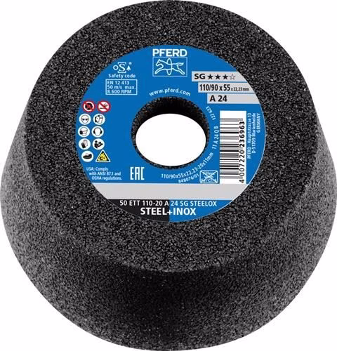 Slijpbeker ETT SG STEELOX 110/55 mm boring 22,23 mm PFERD TOOLS uit de categorie slijpschijven met artikelnummer 4000843243