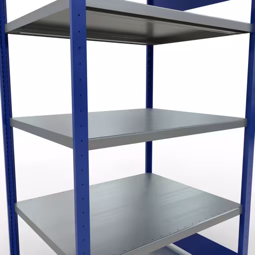 Abbildung Nr 12 des Artikels Grundregal, Fachbodenregal Stecksystem MULTIplus250, 2000 x 1000 x 800 mm (HxBxT), 5 Fachböden, Längenriegel, RAL 5010 enzianblau/verzinkt aus der Produktgruppe Stecksystem von der Marke Schulte Lagertechnik