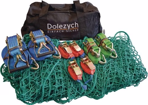 Set di fissaggio del carico Dolezych da 9 pezzi per professionisti. Set di fissaggio del carico DOLEZYCH da 9 pezzi per professionisti, della categoria fissaggio del carico, reti e cinghie di ancoraggio, con codice articolo 4000365068