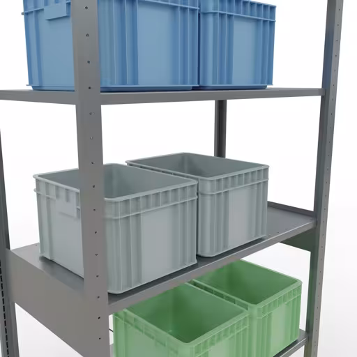 Produktbild Nr 13 des Artikels Grundregal, Fachbodenregal Stecksystem MULTIplus85, 2500 x 1000 x 500 mm (HxBxT), 6 Fachböden, Kreuzstrebe, verzinkt Abbildung Nr 13 des Artikels Grundregal, Fachbodenregal Stecksystem MULTIplus85, 2500 x 1000 x 500 mm (HxBxT), 6 Fachböden, Kreuzstrebe, verzinkt aus der Produktgruppe Stecksystem von der Marke Schulte Lagertechnik