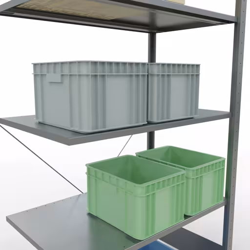 Anbauregal, Fachbodenregal Stecksystem MULTIplus150, 2000 x 1000 x 600 mm (HxBxT), 5 Fachböden, Kreuzstrebe, verzinkt - Expressline aus der Kategorie Anbauregal mit der GTIN 4058255068647 Anbauregal, Fachbodenregal Stecksystem MULTIplus150, 2000 x 1000 x 600 mm (HxBxT), 5 Fachböden, Kreuzstrebe, verzinkt - Expressline von der Marke Schulte Lagertechnik aus der Produktreihe Stecksystem