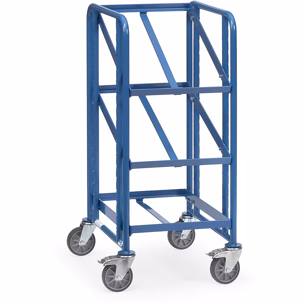 Eurokastenwagen 2380 pulverbeschichtet RAL 5007, Schraubkonstruktion, Etagenrahmen variabel einschraubbar aus der Kategorie Etagenwagen mit der Artikelnummer 2380