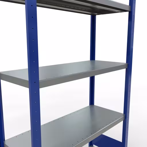 Produktbild Nr 12 des Artikels Grundregal, Fachbodenregal Stecksystem MULTIplus330, 2000 x 1000 x 400 mm (HxBxT), 5 Fachböden, Längenriegel, RAL 5010 enzianblau/verzinkt Abbildung Nr 12 des Artikels Grundregal, Fachbodenregal Stecksystem MULTIplus330, 2000 x 1000 x 400 mm (HxBxT), 5 Fachböden, Längenriegel, RAL 5010 enzianblau/verzinkt aus der Produktgruppe Stecksystem von der Marke Schulte Lagertechnik