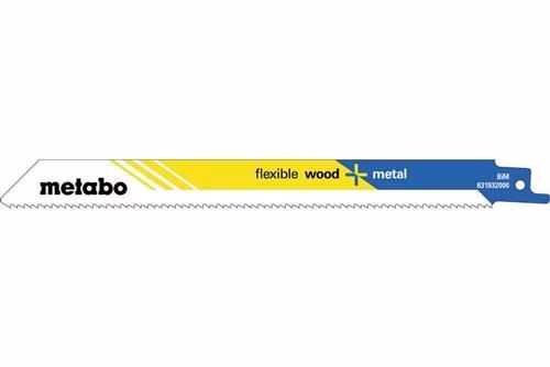 Reciprocating zaagbladen, flexibele lengte 200 mm, dikte 0,9 mm, tandafstand 2,5 mm, bimetaal / 10 tanden per inch (TPI) van het merk Metabo Flexibele houtzaagbladen voor reciprozaagmachines van METABO, artikelnummer 8000065723, uit de categorie reciprozaagbladen.