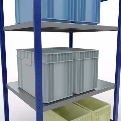 Grundregal, Fachbodenregal Stecksystem MULTIplus330, 2000 x 1000 x 800 mm (HxBxT), 5 Fachböden, Längenriegel, RAL 5010 enzianblau/verzinkt aus der Kategorie Grundregal mit der GTIN 4004514285928 Grundregal, Fachbodenregal Stecksystem MULTIplus330, 2000 x 1000 x 800 mm (HxBxT), 5 Fachböden, Längenriegel, RAL 5010 enzianblau/verzinkt von der Marke Schulte Lagertechnik aus der Produktreihe Stecksystem