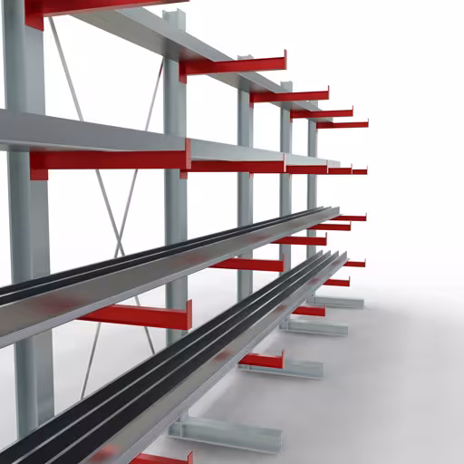 Produktbild Nr 12 des Artikels K 3000 Komplettregal, einseitig, 2500 x 6500 x 600 mm, RAL 7001 / RAL 3000, 5 Lagerebenen Abbildung Nr 12 des Artikels K 3000 Komplettregal, einseitig, 2500 x 6500 x 600 mm, RAL 7001 / RAL 3000, 5 Lagerebenen aus der Produktgruppe Kragarmregale von der Marke Schulte Lagertechnik