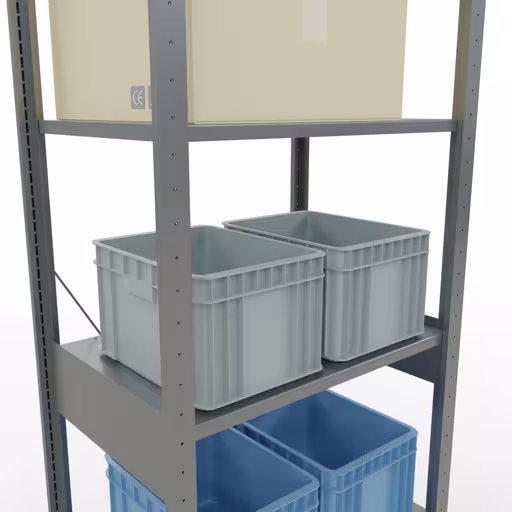 Grundregal, Fachbodenregal Stecksystem MULTIplus150, 2500 x 750 x 500 mm (HxBxT), 6 Fachböden, Kreuzstrebe, verzinkt von Schulte Lagertechnik mit der Artikelnr. 12751-75