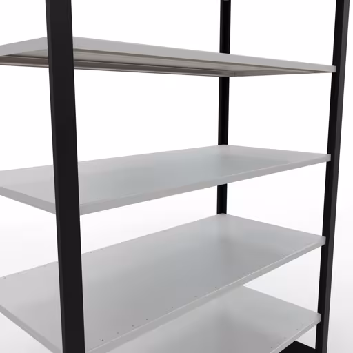 Grundregal, Büro-Fachbodenregal Stecksystem MULTIplus150, 2300 x 1300 x 600 mm (HxBxT), 7 Fachböden, Längenriegel, ohne Mittelanschlag, schwarz/lichtgrau von Schulte Lagertechnik aus der Kategorie Büroregale