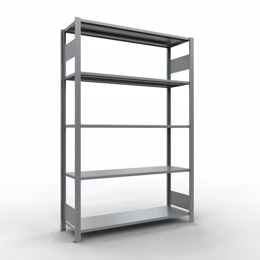 Grundregal, Fachbodenregal Stecksystem MULTIplus150, 2000 x 1300 x 400 mm (HxBxT), 5 Fachböden, Längenriegel, verzinkt aus der Kategorie Grundregal mit der Artikelnummer 12740-130-LR