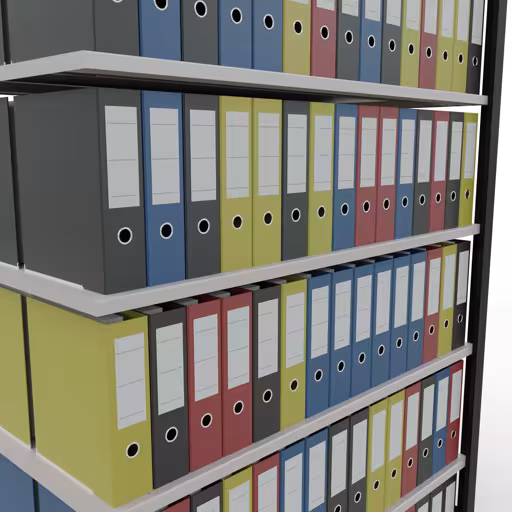 Zusatzbild des Artikels Anbauregal, Büro-Fachbodenregal Stecksystem MULTIplus150, 2300 x 1300 x 600 mm (HxBxT), 7 Fachböden, Längenriegel, ohne Mittelanschlag, schwarz/lichtgrau aus Stecksystem