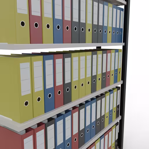 Abbildung Nr 13 des Artikels Anbauregal, Büro-Fachbodenregal Stecksystem MULTIplus85, 2000 x 1300 x 300 mm (HxBxT), 6 Fachböden, Kreuzstrebe, ohne Anschlagleiste, schwarz/lichtgrau aus der Produktgruppe Büroregale von der Marke Schulte Lagertechnik