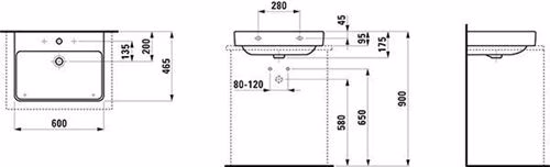 Aufsatzwaschtisch LAUFEN PRO S 600 x 465 mm mit Überlauf, 1 Hahnloch-Ausführung weiß LAUFEN aus der Kategorie Waschbecken und Waschtische mit der Teilenummer 6000647738