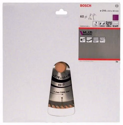 Kreissägeblatt Außendurchmesser 216 mm Zähnezahl 60 HLTCG Bohrung 30 mm Schnittbreite 2,5 mm HM BOSCH