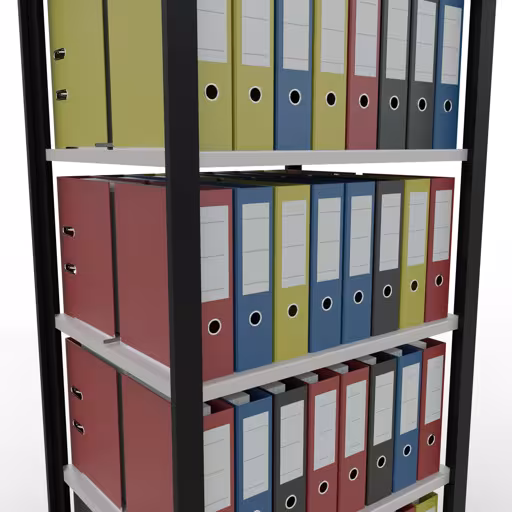 Abbildung Nr 13 des Artikels Grundregal, Büro-Fachbodenregal Stecksystem MULTIplus150, 2000 x 750 x 600 mm (HxBxT), 6 Fachböden, Längenriegel, mit Mittelanschlag, schwarz/lichtgrau aus der Produktgruppe Büroregale von der Marke Schulte Lagertechnik