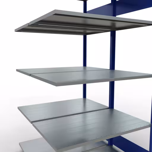 Andere Ansicht des Artikels Anbauregal, Doppelregal, Fachbodenregal Stecksystem MULTIplus150, 2000 x 1000 x (2x600) mm (HxBxT), 2x5 Fachböden, Längenriegel, RAL 5010 enzianblau aus der Kategorie Fachbodenregale