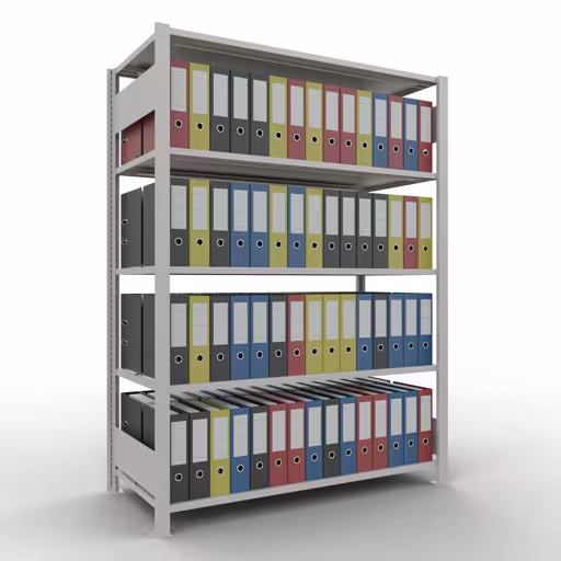 Abbildung Nr 11 des Artikels Grundregal, Büro-Fachbodenregal Stecksystem MULTIplus150, 1800 x 1300 x 600 mm (HxBxT), 5 Fachböden, Längenriegel, mit Mittelanschlag, lichtgrau aus der Produktgruppe Büroregale von der Marke Schulte Lagertechnik