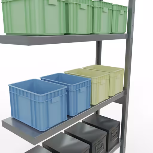 Produktbild Nr.7 des Artikels Anbauregal, Fachbodenregal Stecksystem MULTIplus250, 2500 x 1000 x 300 mm (HxBxT), 6 Fachböden, Längenriegel, verzinkt aus der Produktreihe Stecksystem von der Marke Schulte Lagertechnik