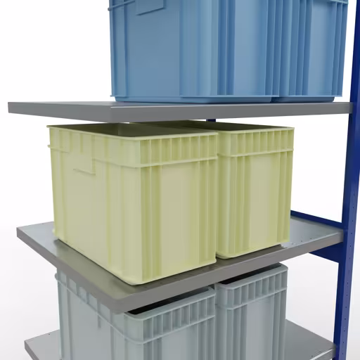 Produktbild Nr 14 des Artikels Anbauregal, Fachbodenregal Stecksystem MULTIplus330, 2500 x 1000 x 800 mm (HxBxT), 6 Fachböden, Längenriegel, RAL 5010 enzianblau/verzinkt Abbildung Nr 14 des Artikels Anbauregal, Fachbodenregal Stecksystem MULTIplus330, 2500 x 1000 x 800 mm (HxBxT), 6 Fachböden, Längenriegel, RAL 5010 enzianblau/verzinkt aus der Produktgruppe Stecksystem von der Marke Schulte Lagertechnik