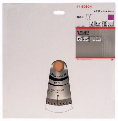 Detailbild 4035101 Kreissägeblatt Außendurchmesser 216 mm Zähnezahl 80 HLTCG Bohrung 30 mm Schnittbreite 2,5 mm HM BOSCH