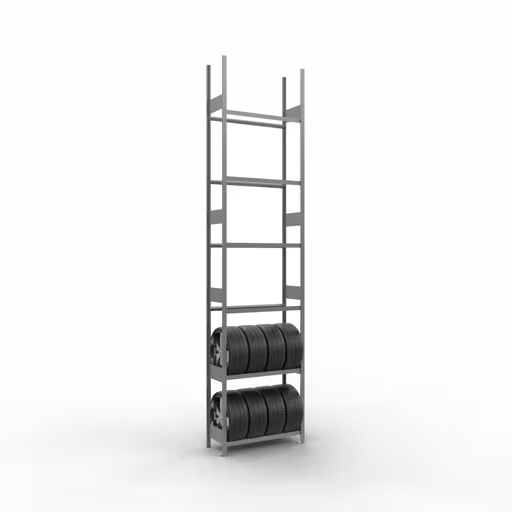 Produktbild Nr 11 des Artikels Grundregal, Räder-/Reifenregal, 4500 x 1050 x 400 mm, verzinkt, 6 Lagerebenen á 150 kg Fachlast pro Ebene Abbildung Nr 11 des Artikels Grundregal, Räder-/Reifenregal, 4500 x 1050 x 400 mm, verzinkt, 6 Lagerebenen á 150 kg Fachlast pro Ebene aus der Produktgruppe Fachbodenregale von der Marke Schulte Lagertechnik