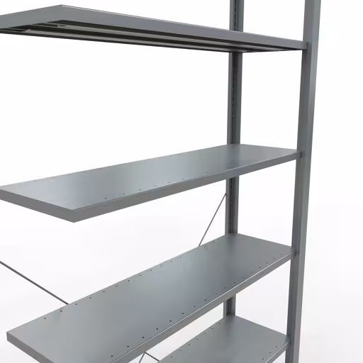 Abbildung Nr 10 des Artikels Anbauregal, Büro-Fachbodenregal Stecksystem MULTIplus85, 2300 x 1000 x 300 mm (HxBxT), 7 Fachböden, Kreuzstrebe, verzinkt, ohne Anschlagleiste aus der Produktgruppe Büroregale von der Marke Schulte Lagertechnik