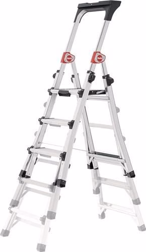 Stufenstehleiter TL100 Stufen 3-5 Stufen Aluminium eloxiert Gesamthöhe 1430-1900 mm teleskopierbar HAILO