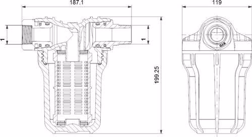 Technische Zeichnung 4050459 GRUNDFOS Zubehör für Hauswasseranlagen Saugfilter SCALA1