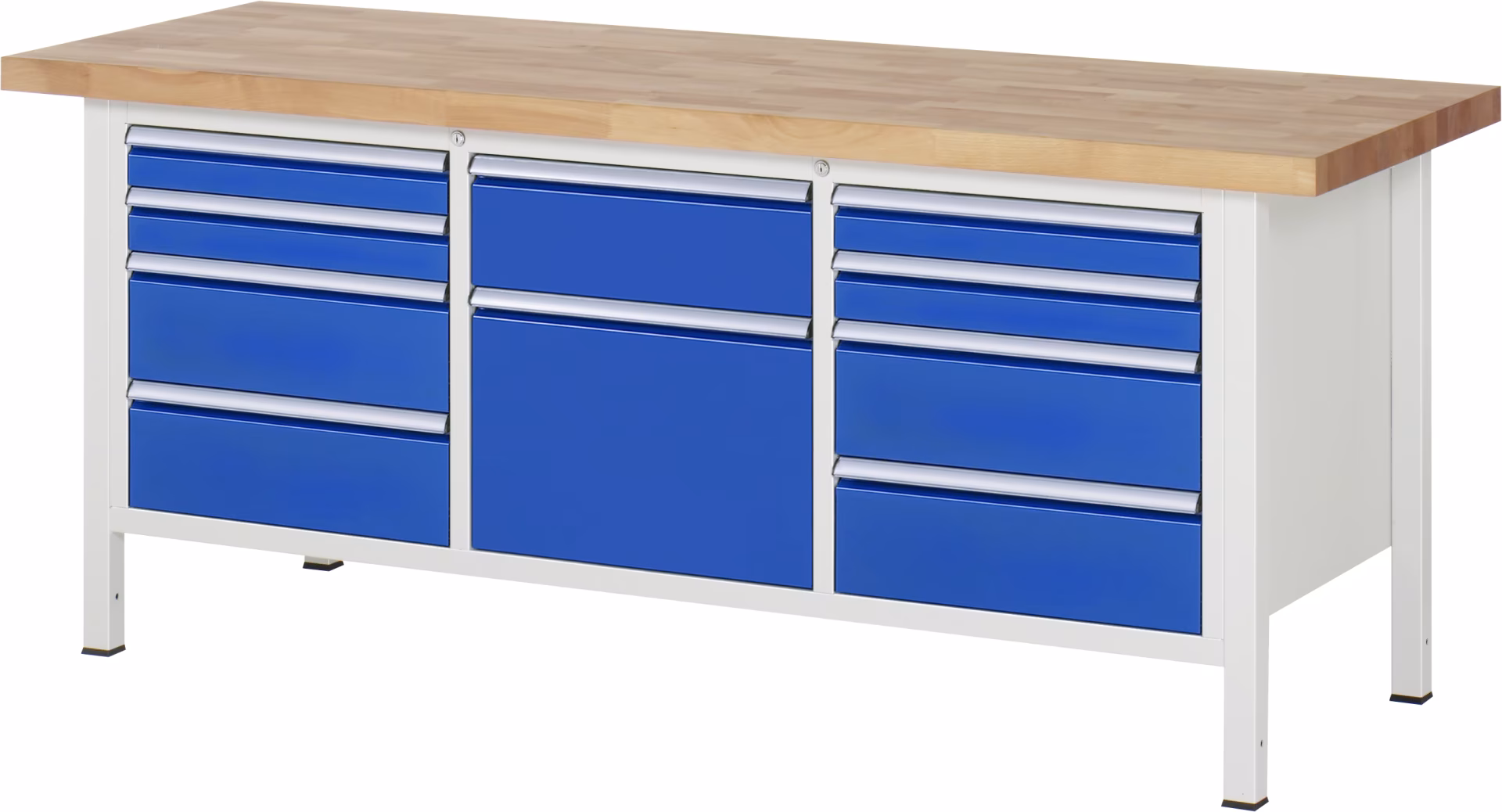 Werkbank höhenverstellbar 8575A2, B2000xT700xH840-1040mm, 10xSchublade-Teilauszug von Rau Werkbank höhenverstellbar 8575A2, B2000xT700xH840-1040mm, 10xSchublade-Teilauszug aus der Kategorie Werkbänke mit der Artikelnr. 03-8575A2-207B4H.11