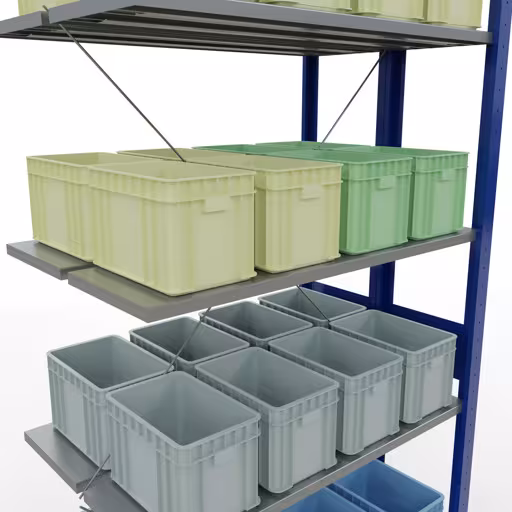 Anbauregal, Doppelregal, Fachbodenregal Stecksystem MULTIplus150, 3000 x 1000 x (2x600) mm (HxBxT), 2x7 Fachböden, Kreuzstrebe, RAL 5010 enzianblau von Schulte Lagertechnik mit der Artikelnr. 32737-B