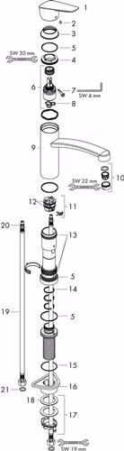 Technische Zeichnung 3980339 Hansgrohe Einhebel-Küchenmischer 160 LOGIS DN 15 für Vorfenstermontage chrom