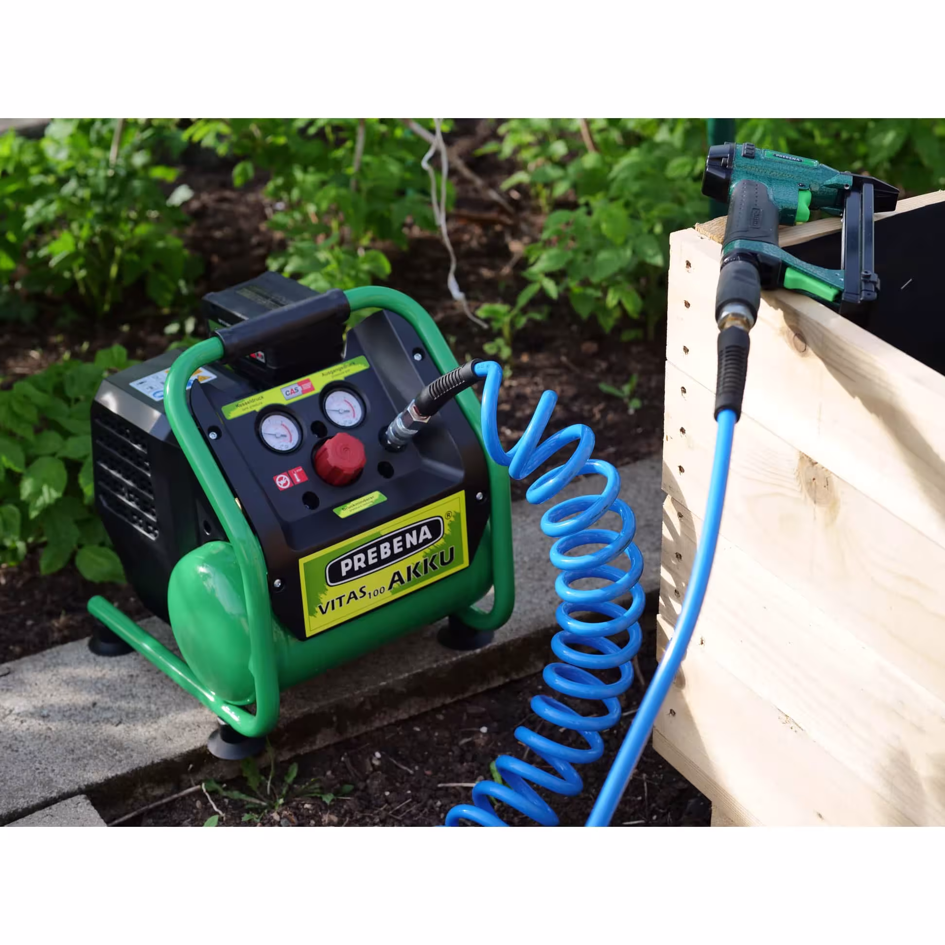 Akku-Kompressor VITAS 100-AKKU-SET mit der Artikelnr. 0-VITAS100-AKKU-SET Akku-Kompressor VITAS 100-AKKU-SET von Prebena aus der Kategorie Werkstattausstattung