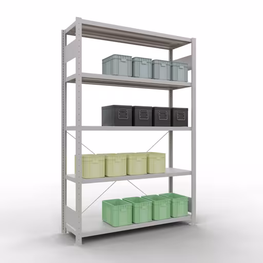 Stecksystem Grundregal 2000x1300x400 mm, Typ 250 kg, lichtgrau aus der Kategorie Grundregal mit der GTIN 4004514294463 Stecksystem Grundregal 2000x1300x400 mm, Typ 250 kg, lichtgrau von der Marke Schulte Lagertechnik aus der Produktreihe Stecksystem