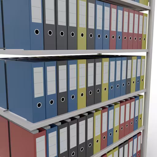 Abbildung Nr 13 des Artikels Anbauregal, Büro-Fachbodenregal Stecksystem MULTIplus150, 2000 x 1300 x 600 mm (HxBxT), 6 Fachböden, Längenriegel, mit Mittelanschlag, lichtgrau aus der Produktgruppe Büroregale von der Marke Schulte Lagertechnik