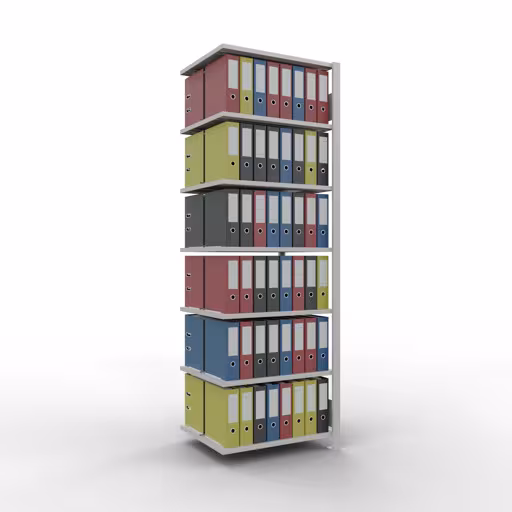 Abbildung Nr 12 des Artikels Anbauregal, Büro-Fachbodenregal Stecksystem MULTIplus150, 2300 x 750 x 600 mm (HxBxT), 7 Fachböden, Längenriegel, mit Mittelanschlag, lichtgrau aus der Produktgruppe Büroregale von der Marke Schulte Lagertechnik