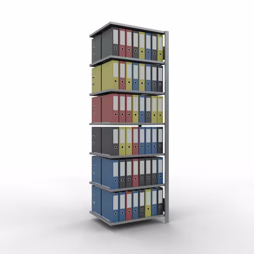 Abbildung Nr 11 des Artikels Anbauregal, Büro-Fachbodenregal Stecksystem MULTIplus150, 2300 x 750 x 600 mm (HxBxT), 7 Fachböden, Längenriegel, verzinkt, ohne Mittelanschlag aus der Produktgruppe Büroregale von der Marke Schulte Lagertechnik