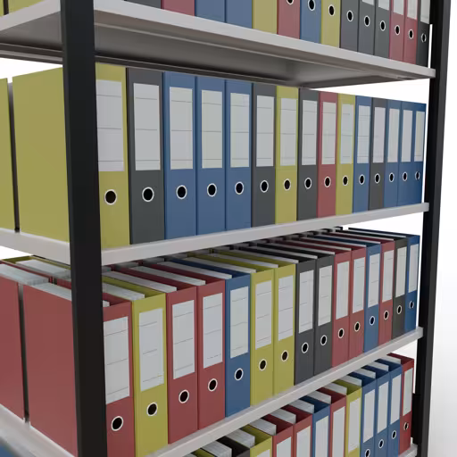 Abbildung Nr 9 des Artikels Grundregal, Büro-Fachbodenregal Stecksystem MULTIplus150, 1800 x 1300 x 600 mm (HxBxT), 5 Fachböden, Längenriegel, ohne Mittelanschlag, schwarz/lichtgrau aus der Produktgruppe Büroregale von der Marke Schulte Lagertechnik