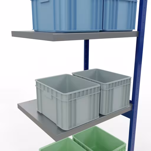 Produktbild Nr 13 des Artikels Anbauregal, Fachbodenregal Stecksystem MULTIplus250, 3000 x 750 x 600 mm (HxBxT), 7 Fachböden, Längenriegel, RAL 5010 enzianblau/verzinkt/verzinkt Abbildung Nr 13 des Artikels Anbauregal, Fachbodenregal Stecksystem MULTIplus250, 3000 x 750 x 600 mm (HxBxT), 7 Fachböden, Längenriegel, RAL 5010 enzianblau/verzinkt/verzinkt aus der Produktgruppe Stecksystem von der Marke Schulte Lagertechnik