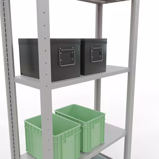 Grundregal, Fachbodenregal Stecksystem MULTIplus150, 2000 x 750 x 300 mm (HxBxT), 5 Fachböden, Längenriegel, RAL 7035 lichtgrau von der Marke Schulte Lagertechnik aus der Produktreihe Stecksystem