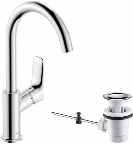 Detailbild 3982953 Hansgrohe Einhebel-Waschtischmischer LOGIS 210 Nennweite 15 mit Schwenkauslauf und Zugstangen-Ablaufgarnitur G 1 1/4 Zoll chrom