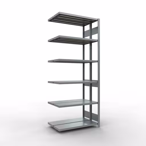 Anbauregal, Doppelregal, Fachbodenregal Stecksystem MULTIplus250, 2500 x 1000 x (2x300) mm (HxBxT), 2x6 Fachböden, Längenriegel, verzinkt aus der Kategorie Doppelregale mit der Artikelnummer 17936